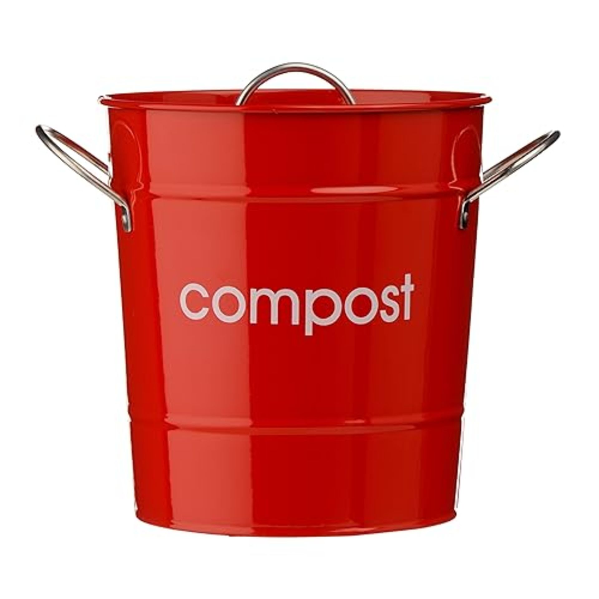 Premier Housewares 510017 Compost Bin Red Compost Bin Kitchen Steel Garden Compost Bin Outdoor Comp