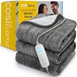 Cosi Home® Luxury Heated Throw in Grey - Electric Blanket - Extra Large Heated Blanket, Machine Wa