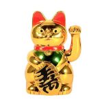 Birdlantern Waving Cat,Large Gold Waving Hand Paw Up Wealth Prosperity Welcoming Cat Good Luck Feng