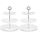 NWK Pack of 2 Large Stable 3-Tier Cupcake Stand 30cm Height Plastic Cake Stand Food Round Display f