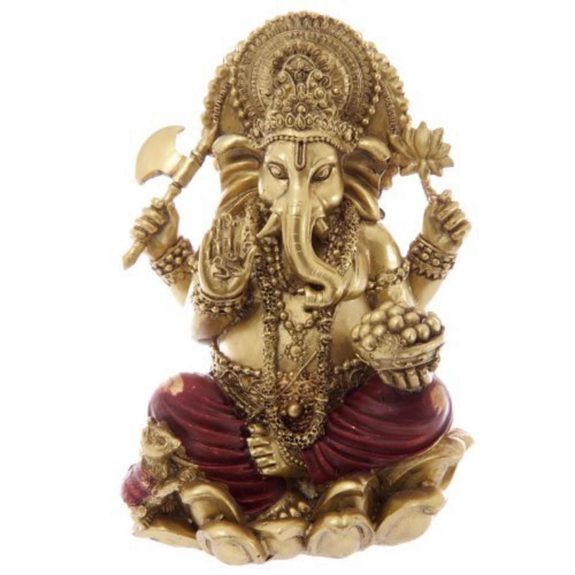 Gold and Red Ganesh Statue 16cm