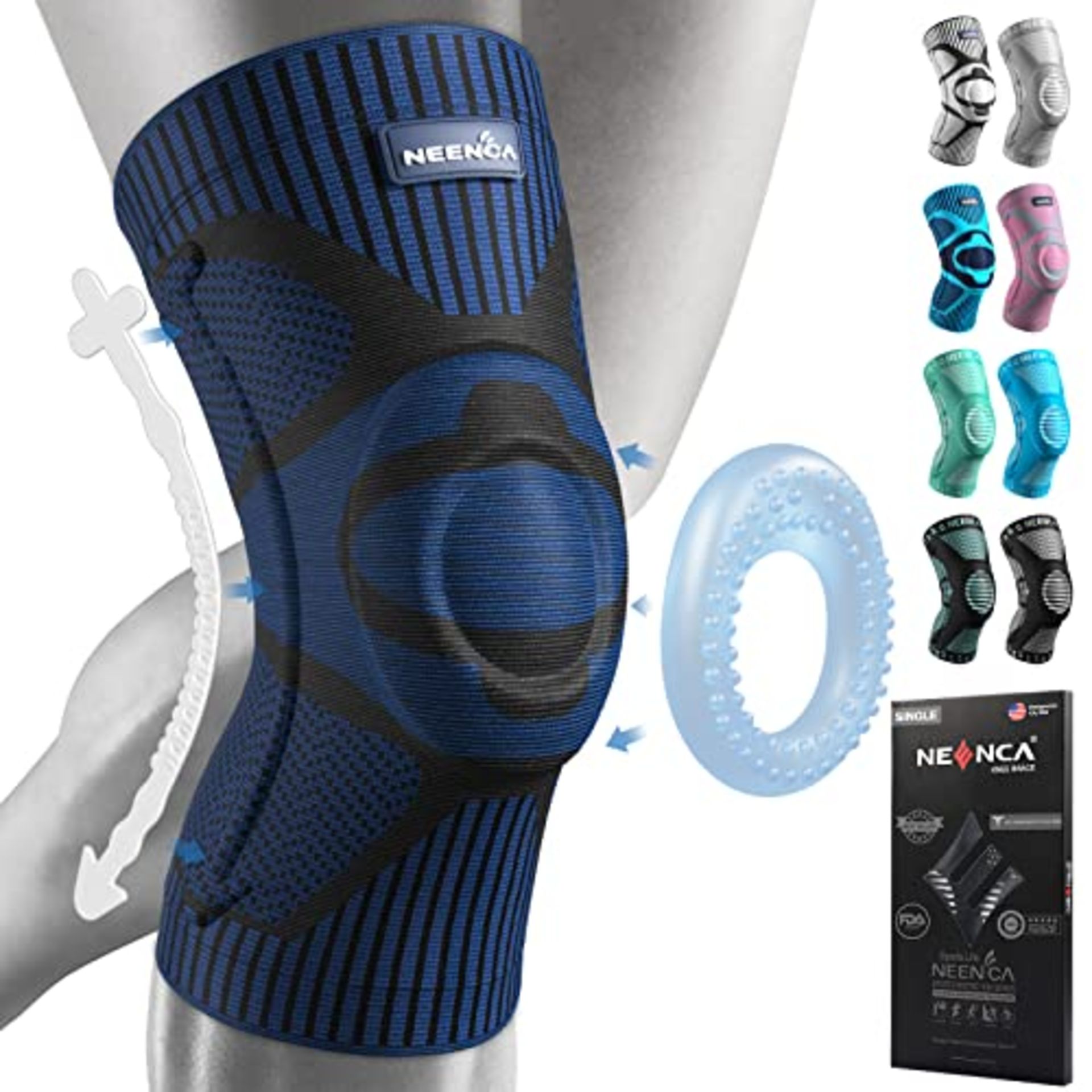 NEENCA Knee Brace,Knee Compression Sleeve Support with Patella Gel Pad & Side Stabilizers,Medical G