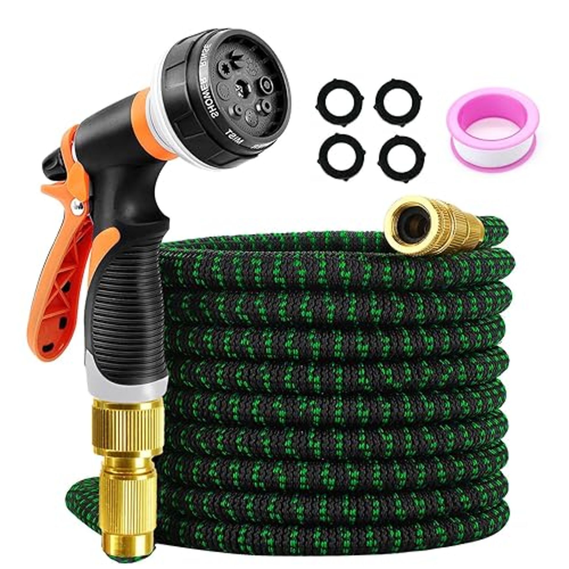 Expandable Garden Hose Water Pipe, 50FT/15M Flexible Water Hose with 8 Function Spray Nozzle, Expan