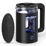 Haooair Kettle, 1.5 Liter Electric Kettle with Blue LED, Easy to Clean Glass Kettle, Fast Boil Quie