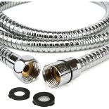 H&S Stainless Steel Shower Hose with 2 Washers - 1.75m (69”) - Extra Long Universal Replacement H