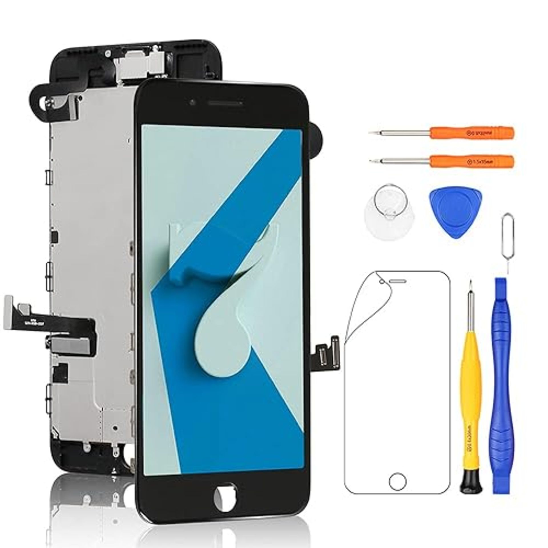 Yodoit for iPhone 7 Screen Replacement Black With Front Camera, Earpiece Speaker, Shield plate, LCD
