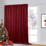 StangH Room Darkening Curtains Red - Extra Wide 120 inches Long Theater Velvet Drapes for Display W