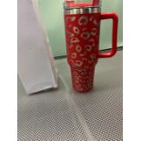 Leopard Print 40oz Adventure Tumbler with Straw/Lid and Handle Stainless Steel Insulated Travel Mug