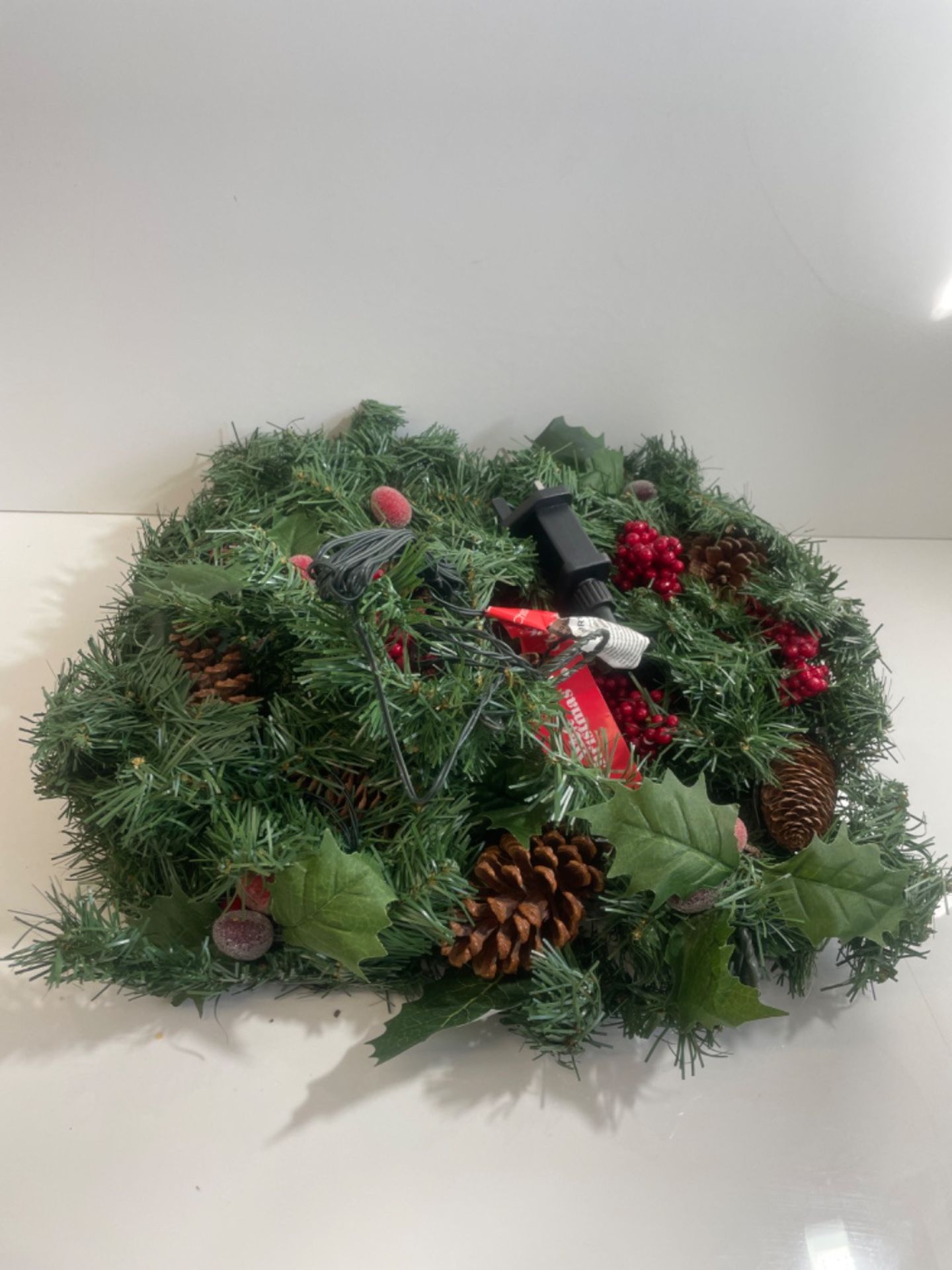 WeRChristmas Pre-Lit Natural Pine Cone and Berry Decorated Garland with 40 Cool White LED Lights, R - Image 2 of 3