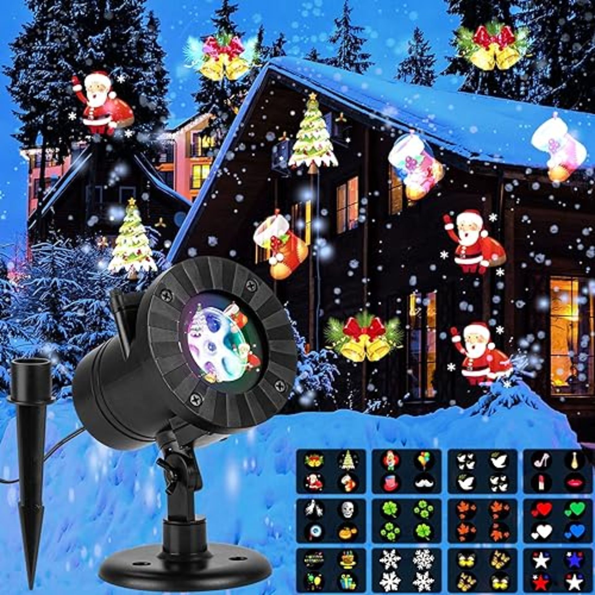 wsryx Christmas Projector Light, 12 Patterns Projector Lights Waterproof Indoor Outdoor Holiday Lig