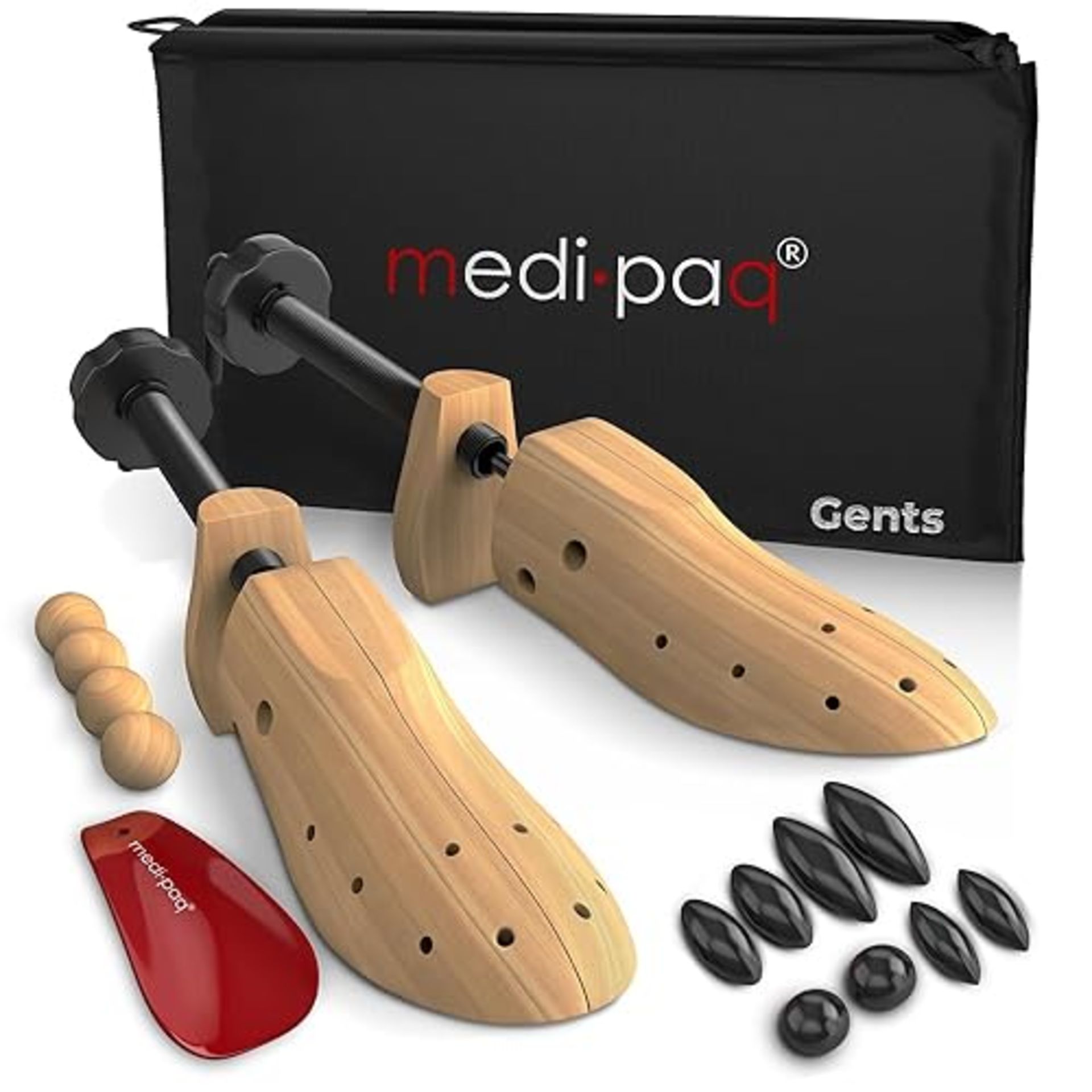 Medipaq - Set of 2 Premium Gents Pine Shoe Stretchers - UK Size 7-12 Shoe Tree with Cedar Balls and