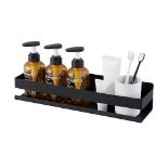 KES Shower Caddy Black Bathroom Shelf, 40 CM Shower Shelf Stainless Steel Floating Shelf Rectangula