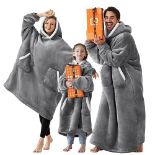 EHEYCIGA Oversized Blanket Hoodie Women Men, Sherpa Fleece Christmas Wearable Hoodie Blanket for Ad