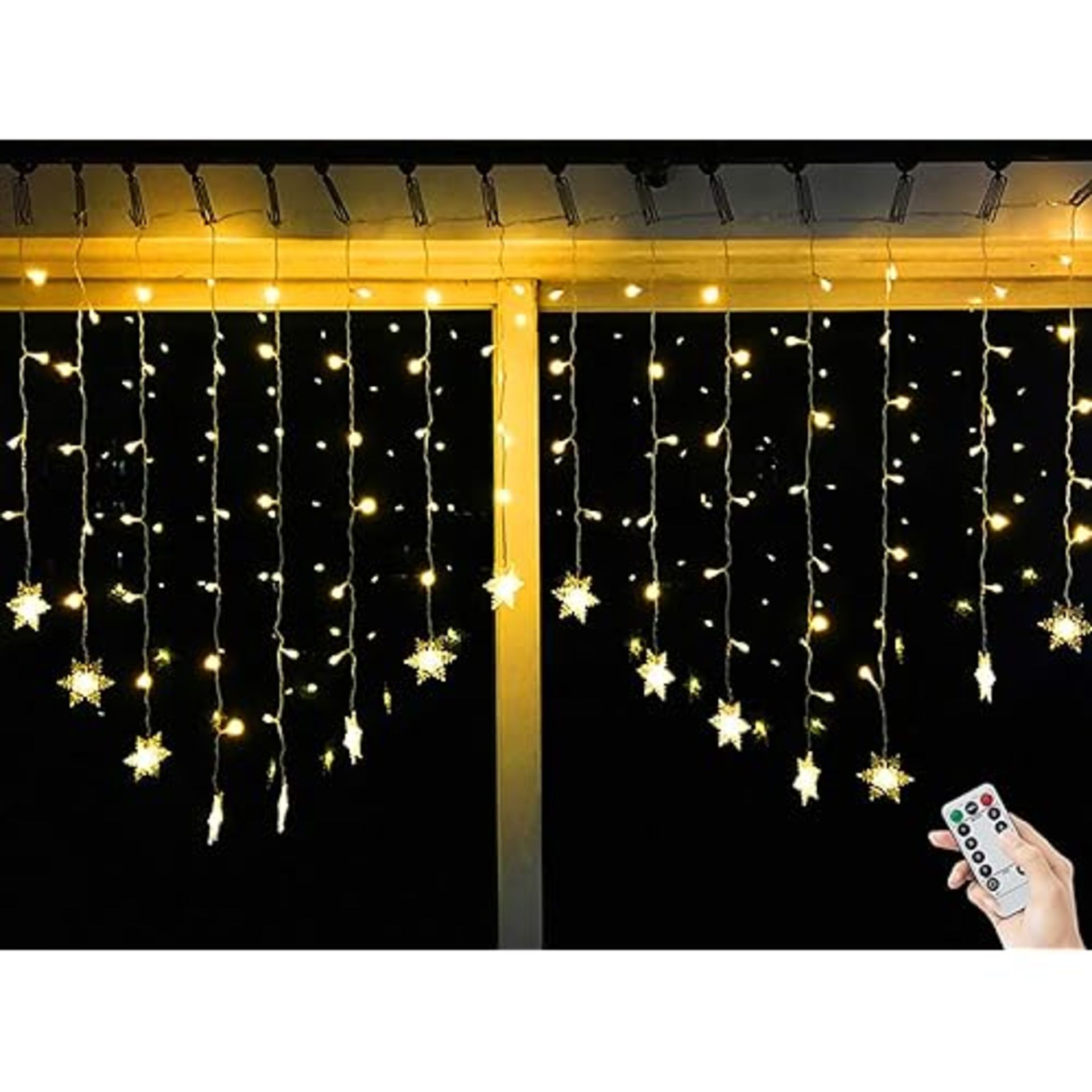 BLOOMWIN Christmas Window Lights 2m x 1m 104 LEDs Snowflakes Curtain Fairy Light Xmas Decoration Ic