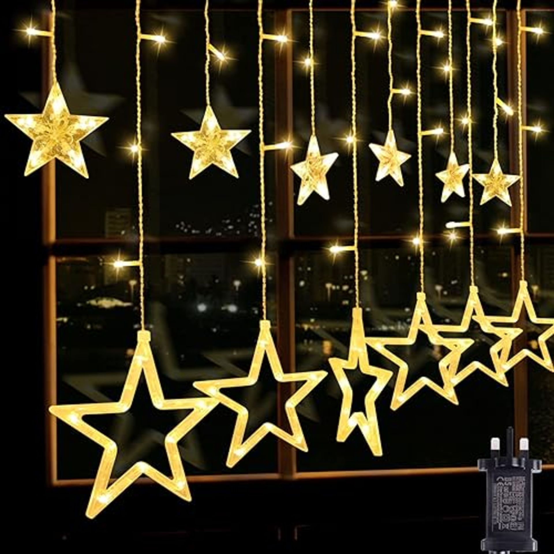 Opard 138LED Christmas Star Window Light with 12 Stars 8 Lighting Modes Timer&Memory Function Curta