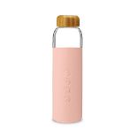 Soma Glass Water Bottle with Non-Slip Silicone Handle & Sleeve, Natural Bamboo Screw Cap, and Leak-