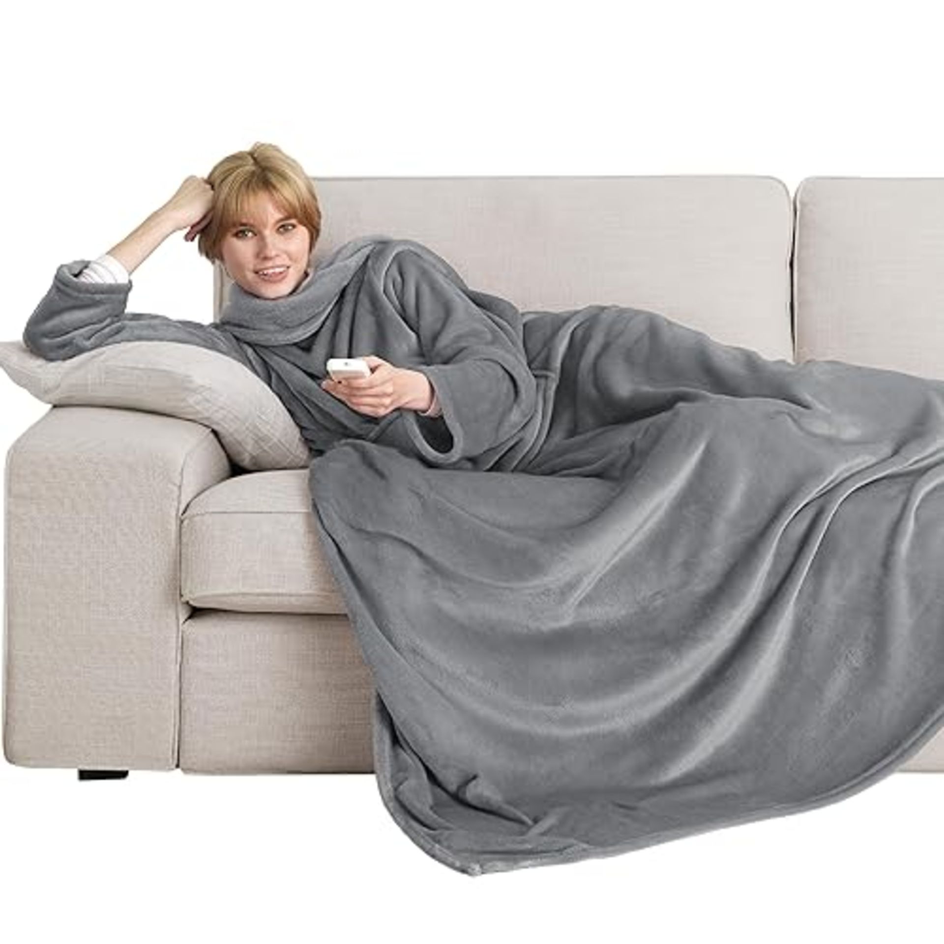 Bedsure Wearable Blanket with Sleeves Women - Warm Fleece Slanket as Gifts for Her, Cosy TV Blanket