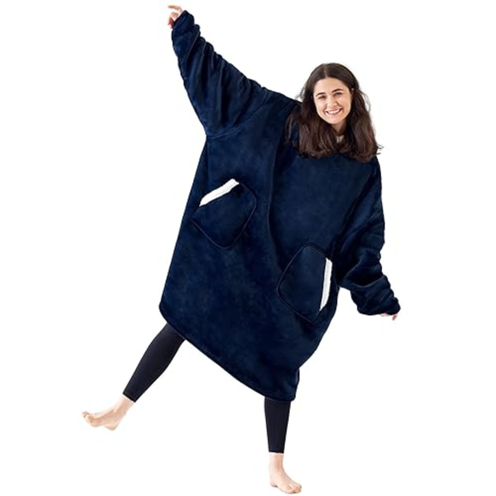 EHEYCIGA Oversized Blanket Hoodie Women Men, Sherpa Fleece Christmas Wearable Hoodie Blanket for Ad