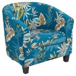 Souarts 2 Piece Tub Chair Slipcover Stretch Armchairs Chair Cover Elastic Jacquard Removable Washab