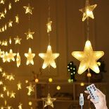 BLOOMWIN Christmas Star Fairy Lights 2m * 1.5m Xmas Window Decorations Curtain Lights USB Powered w