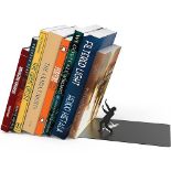 Unique Black Metal Decorative Bookends - Whimsical Hidden Book Ends for a Cool Book Holder Display 