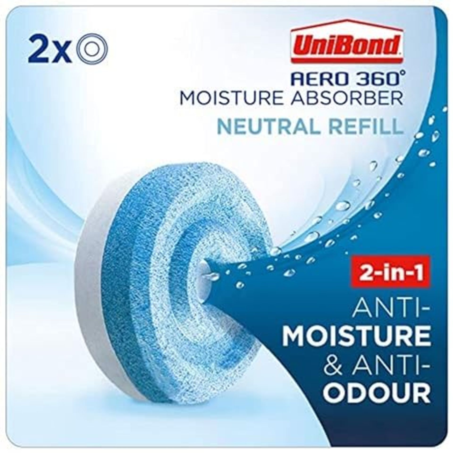 UniBond AERO 360° Moisture Absorber Neutral Refill Tab, ultra-absorbent and odour-neutralising, fo