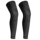 yeloumiss 2 Pack Full Leg Compression Sleeves, Long Knee Brace Support with Anti Slip Silicone for 