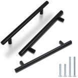 Probrico 10 Pack Black T Bar Handle Pull Stainless Steel Kitchen Cabinet Handle 160mm Hole Centres 
