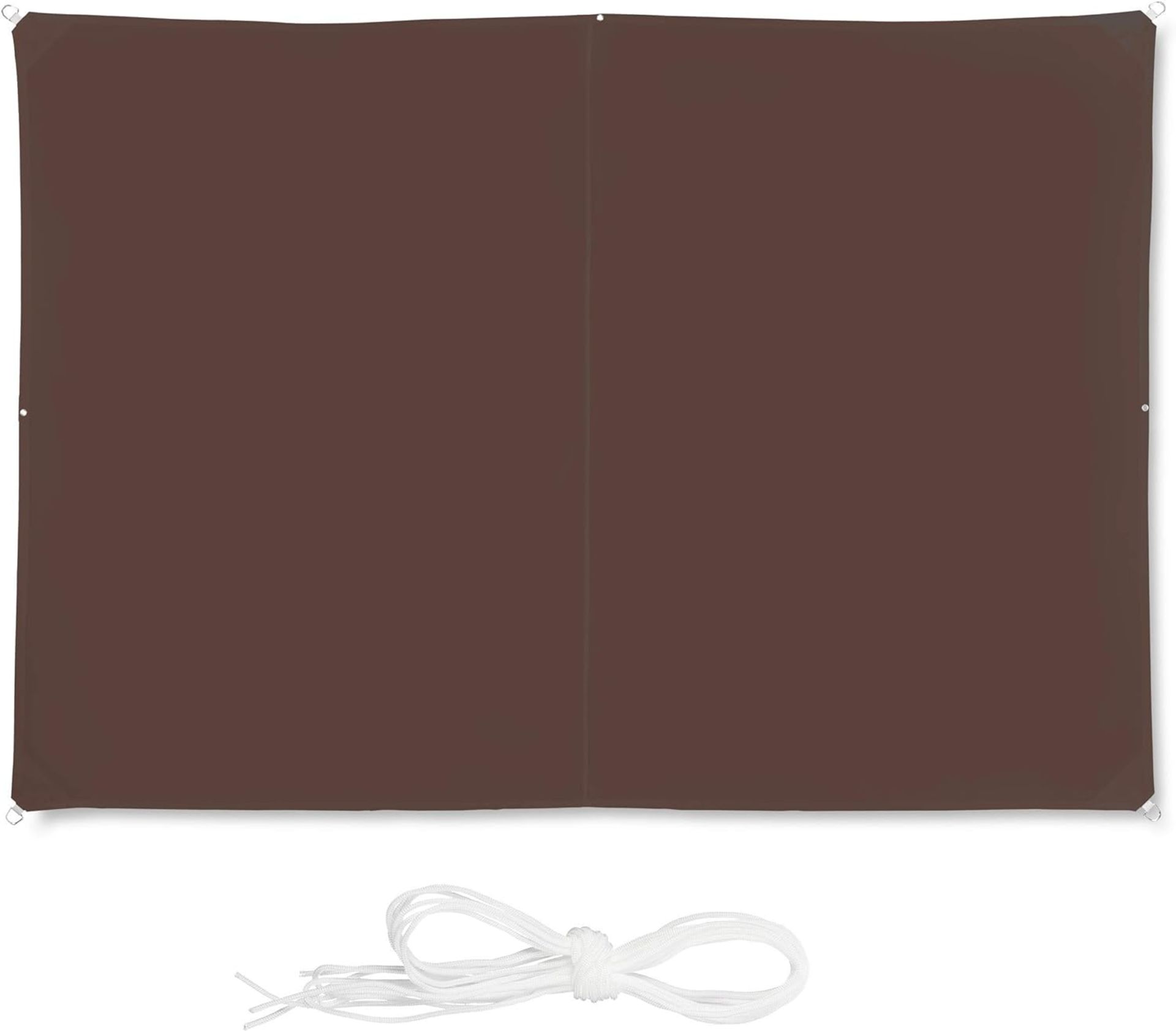 Relaxdays, Brown Shade Sail, Rectangular, Water-Repellent, UV-Protection with Tethers, Balcony Cano