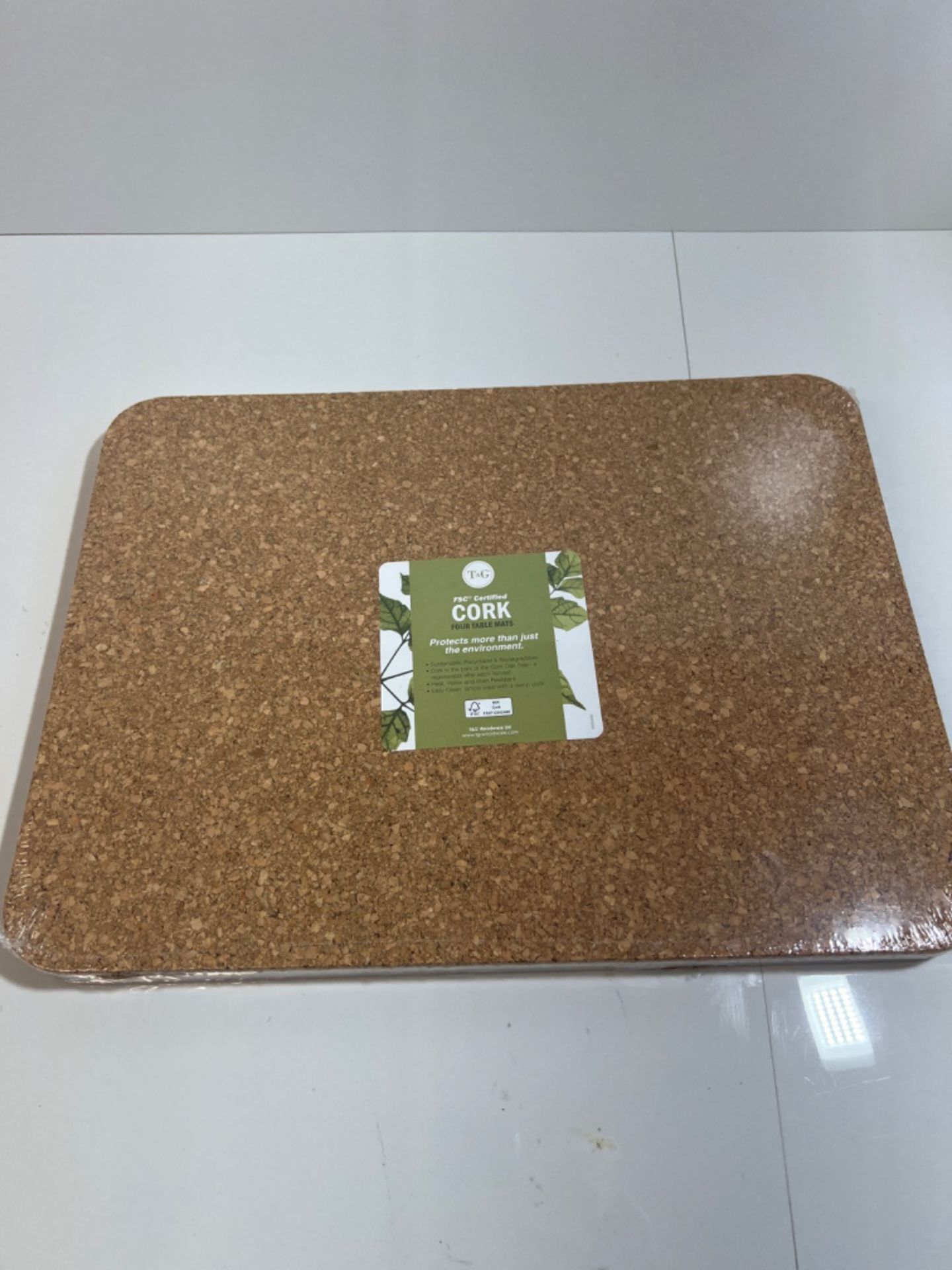 T&G 15039 FSC Certified Cork Rectangular Table Mats/Surface Protectors, Set of 4, Large, 40 x 30 x 