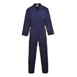 Portwest S999 Men's Euro Workwear Polycotton Coverall Boiler Suit Overalls Navy Tall, Small