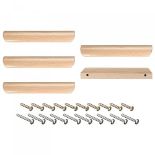 sourcing map Wood Pull Handles, 5pcs 128mm/5.04" Hole Distance Wooden Drawer Unfinished Knobs Pulls