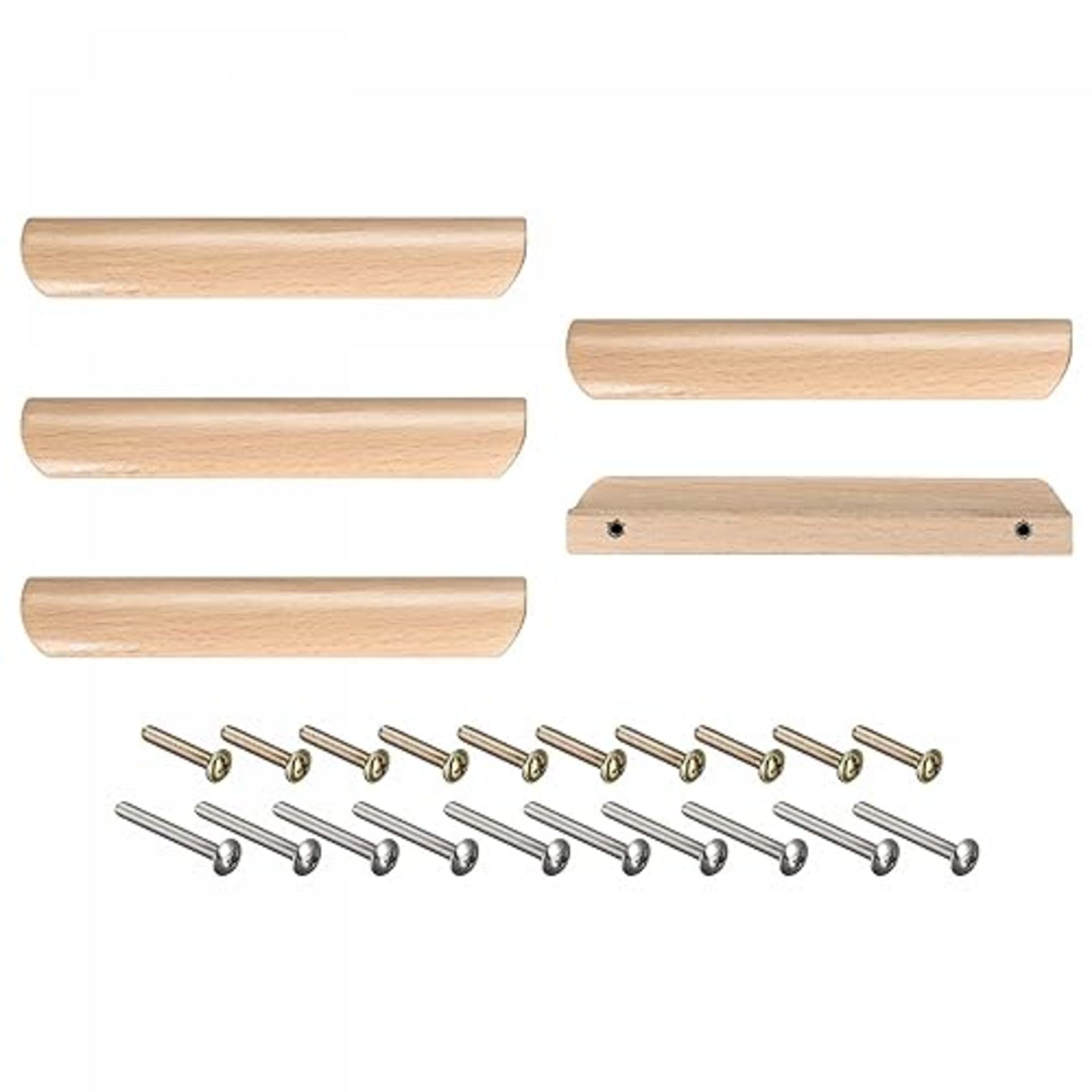 sourcing map Wood Pull Handles, 5pcs 128mm/5.04" Hole Distance Wooden Drawer Unfinished Knobs Pulls