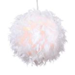 Feather Pendant Light Shade for Ceilings, Modern Real Natural Fluffy Feather lampshade for Table & 