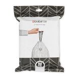 Brabantia 138829 PerfectFit Bin Liners (Size M/60 Litre) Thick Plastic Trash Bags with Tie Tape Dra