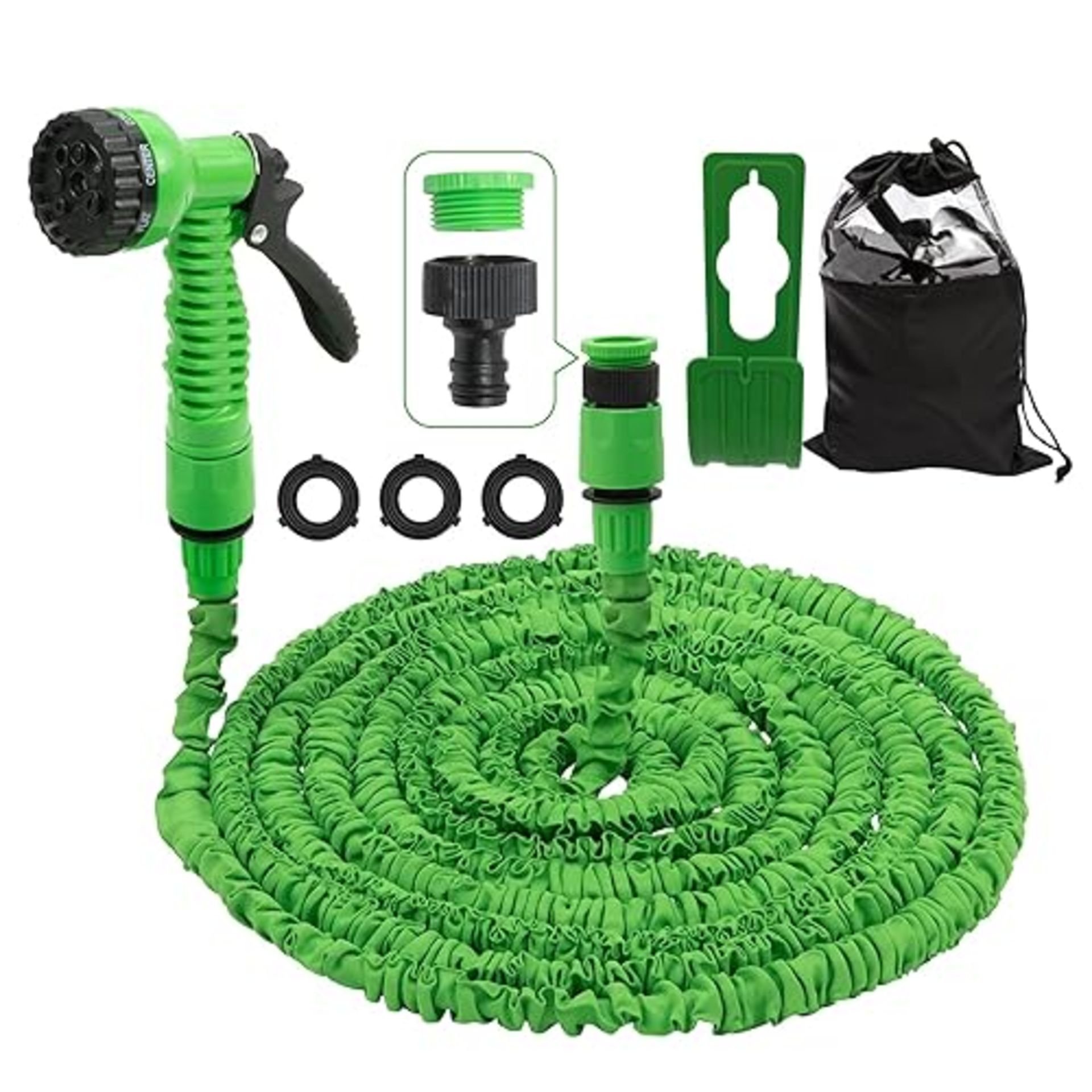 kitnice Expandable Garden Hose 100FT - Flexible Hose Pipe with Spray Gun. Ideal for Gardening, Wate