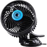 TVIRRD 12V 6'' Electric Car Fan,Car Cooling Fan with Suction Cup,360 Degree Adjustable Car Fan with