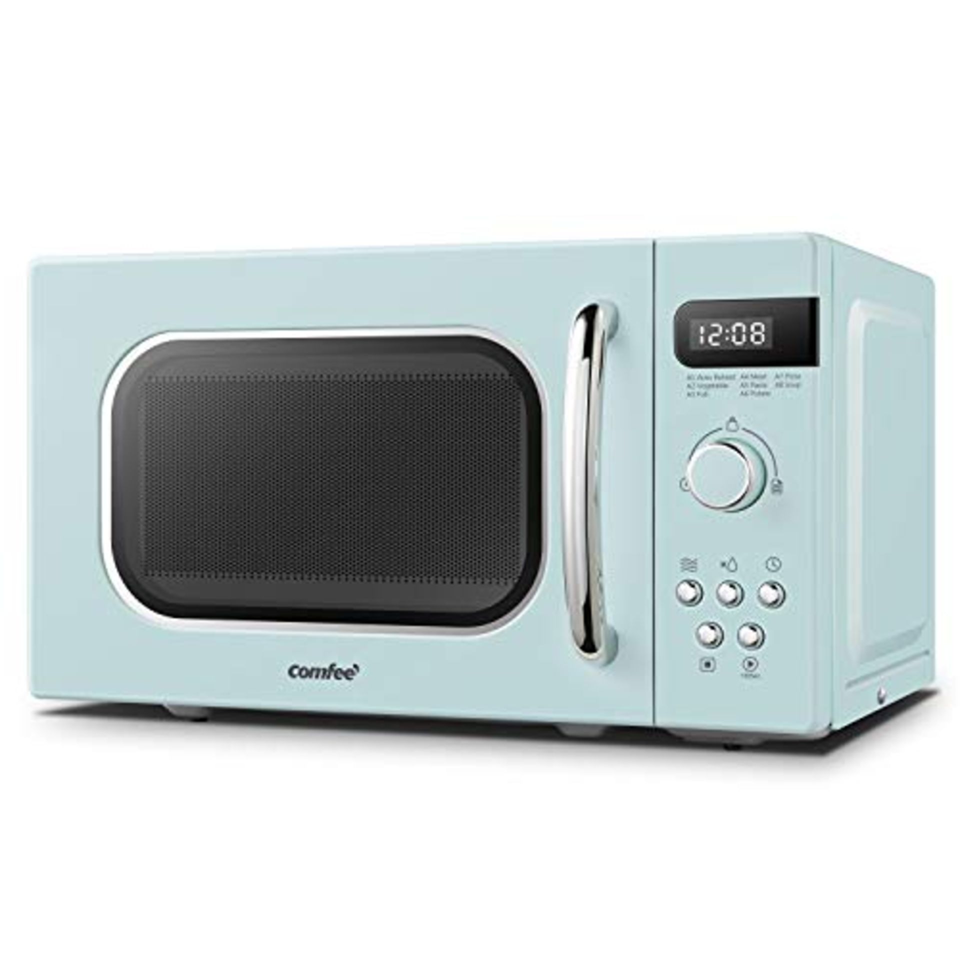 COMFEE' Retro Style 800w 20L Microwave Oven with 8 Auto Menus, 5 Cooking Power Levels, and Express 