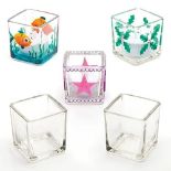 Baker Ross EC216 Square Glass Candle Holders, For Children to Paint & Personalise With Glass Paints