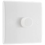 BG Electrical 881P-01 Single Round Push Button Intelligent Dimmer Light Switch, White Moulded, Roun
