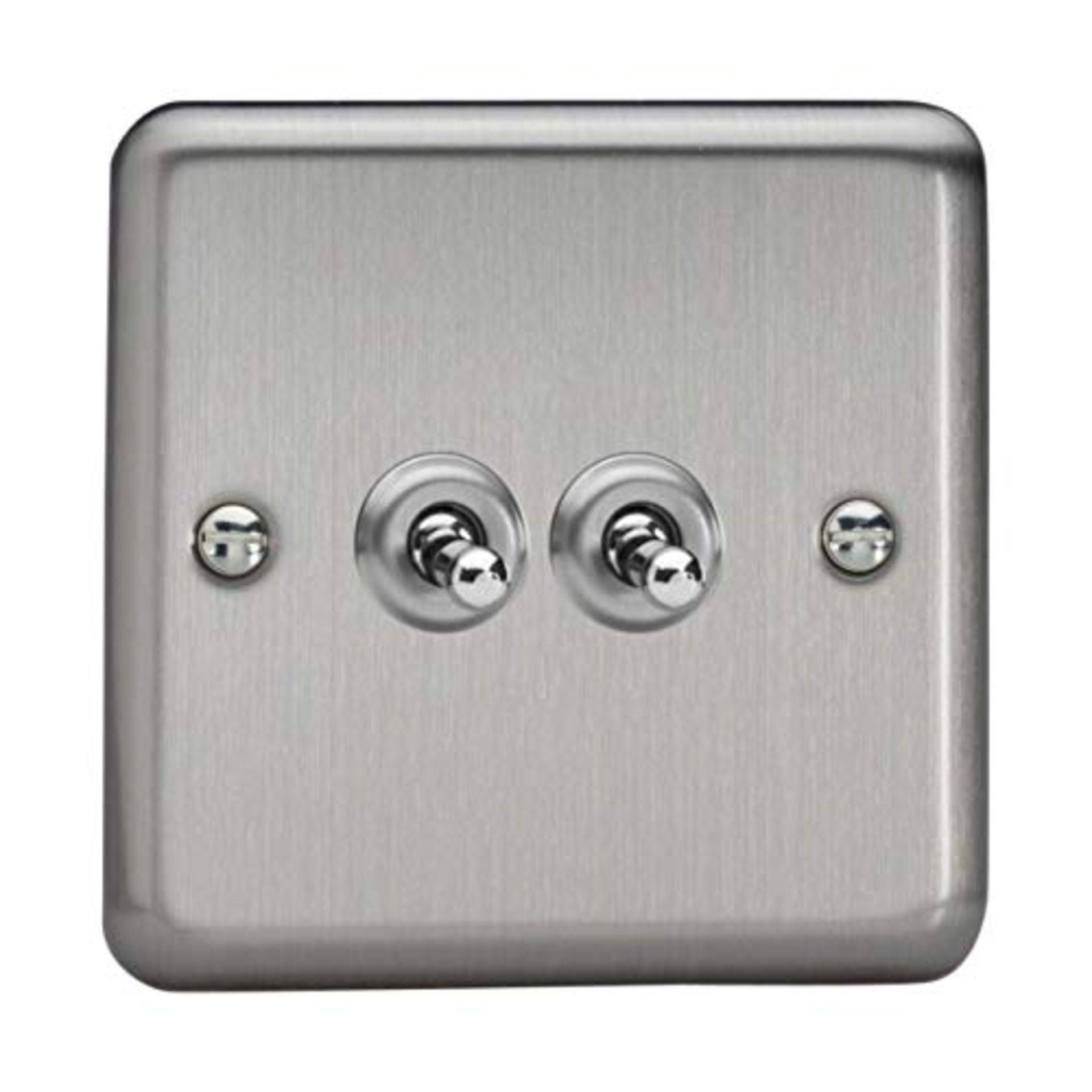 Varilight 2-Gang 10A 1- or 2-Way Toggle Light Switch Matt Chrome XST2, 86x86x36mm