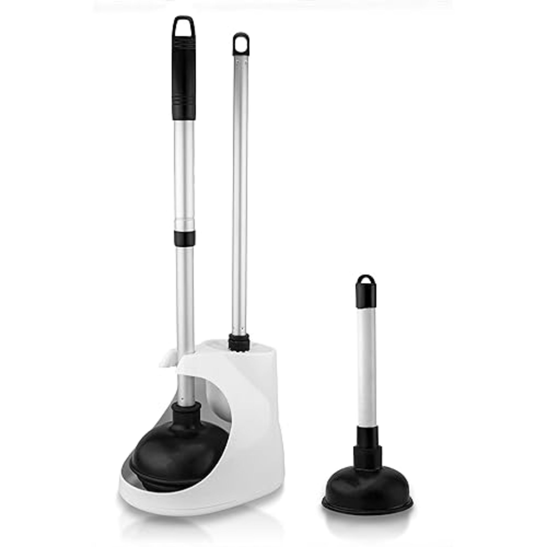 NEIKO 60168A Toilet Plunger Set, 4 Piece, Bonus MiniSink & Drain Plunger, Toilet Bowl Brush & Caddy