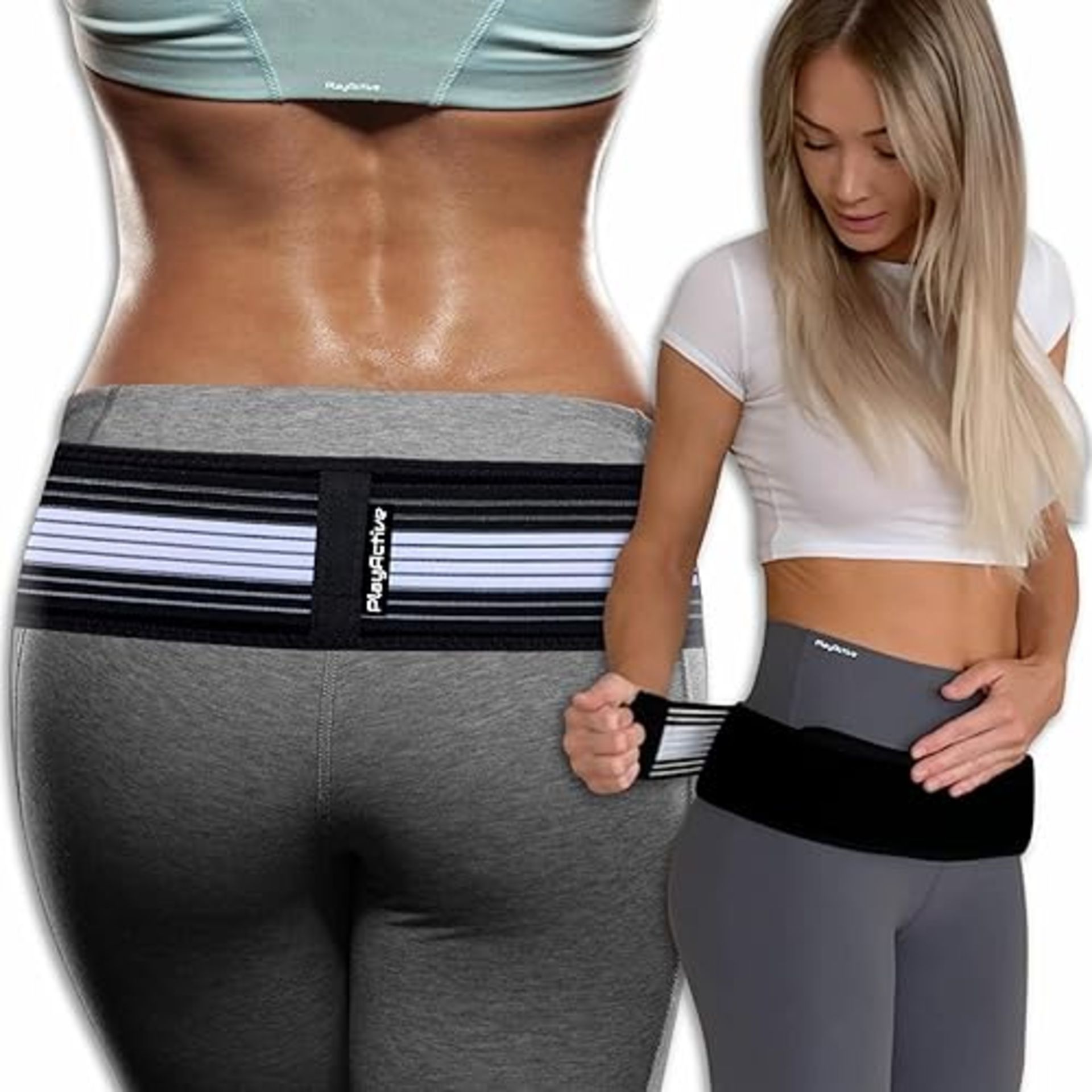 PlayActive Sacroiliac SI Joint Hip Belt - Lower Back Support Brace for Men and Women - Hip Braces f