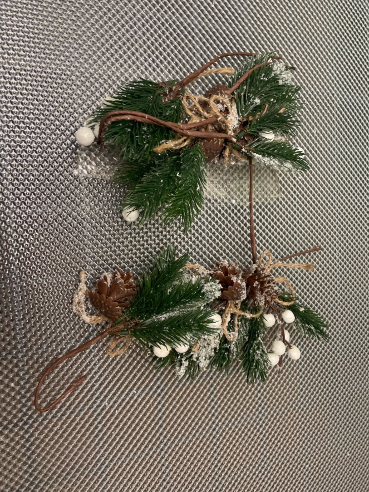 Redsa 10 Pack Pine Snowy Flower Picks Red and White Artificial Pine Cones with Berries Xmas Berry S - Image 2 of 3