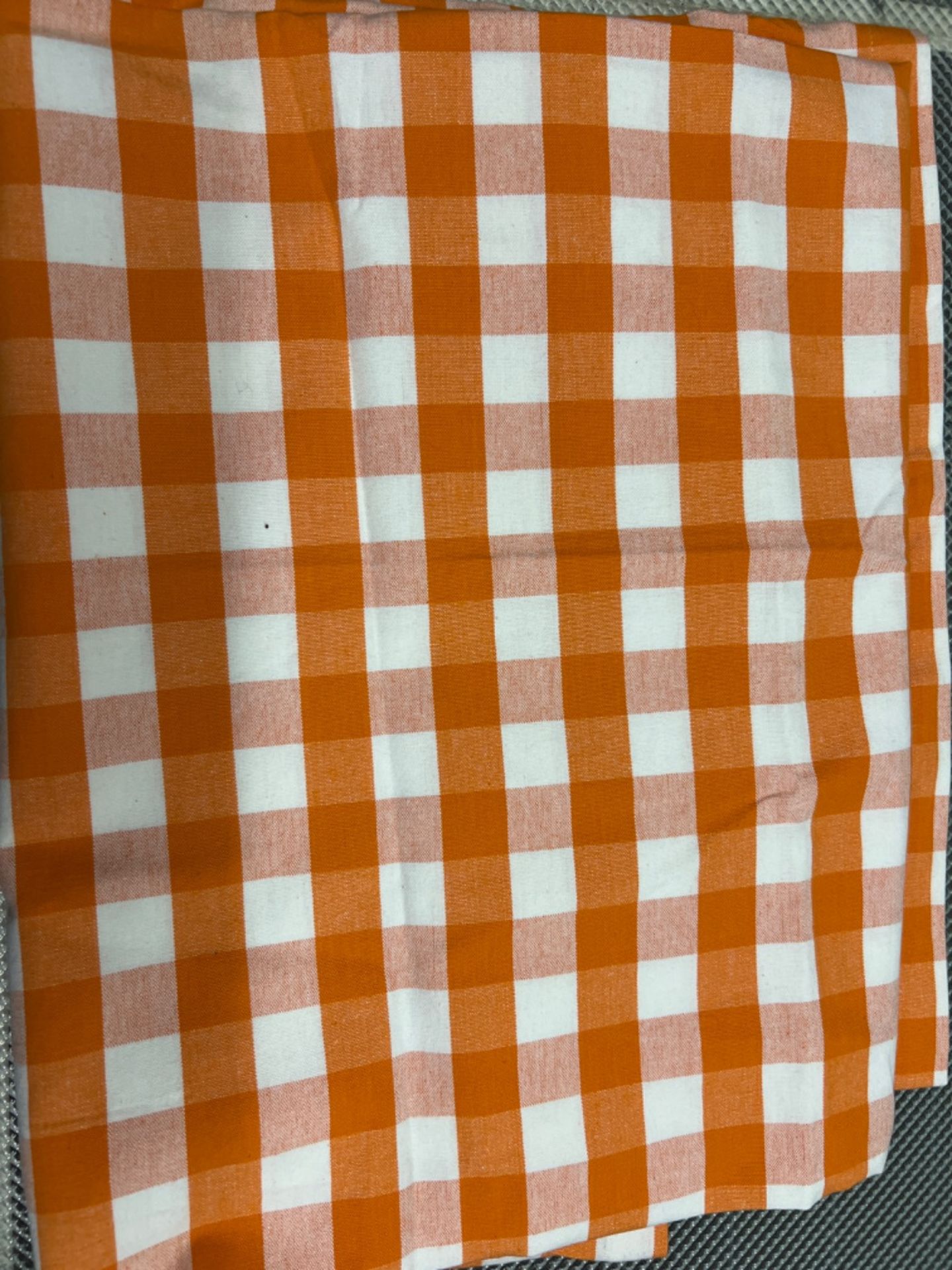 HOMESCAPES Orange Gingham Table Cloth Block Check Pattern 100% Cotton Rectangular 137 x 178 cm (54? - Image 3 of 3