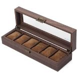 READAEER Watch Box 3-Slots with Real Glass Topped,Wood Grain PU Watch Display Storage Case,as a Gif