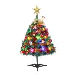 24"/60cm Tabletop Xmas Tree, Artificial Mini Christmas Pine Tree with LED String Lights & Ornaments