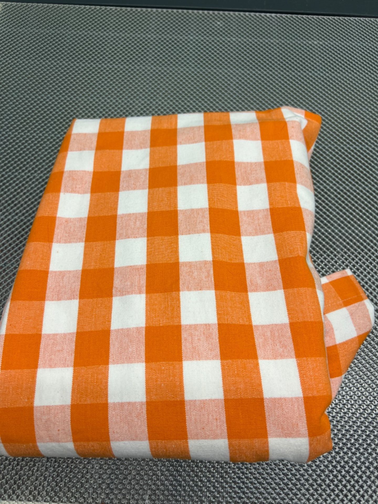 HOMESCAPES Orange Gingham Table Cloth Block Check Pattern 100% Cotton Rectangular 137 x 178 cm (54? - Image 2 of 3