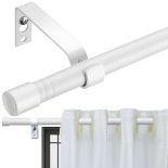 INFLATION Curtain Poles 76-157 cm for Windows, 1.6 cm Matte White Curtain Pole Set with Brackets He