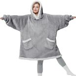 Bedsure Wearable Blanket Hoodie Women - Sherpa Fleece Hoodie Blanket for Adults Men, Warm Hooded Bl